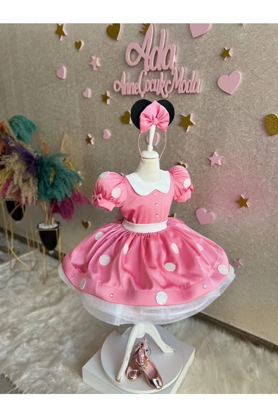 Pembe Minnie Mouse elbisesi Minnie Mouse'un doğum günü elbisesi. minnie fare kostümü - 4