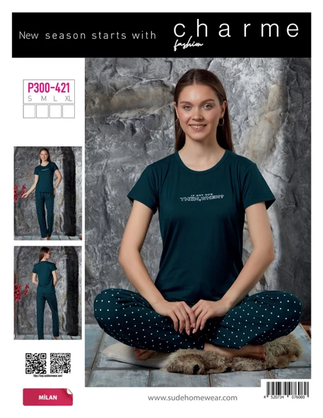 CHARME P-300-421 MİLAN BAYAN GENÇ BEYZİK KISA KOL PİJAMA TAKIMI