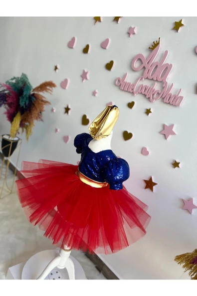 KIZ ÇOCUK SUPER GİRL PELERİNLİ KABARIK KOSTÜM ELBİSE - 4