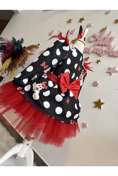 KIZ ÇOCUK MİCKEY MOUSE SİYAH ELBİSE, MİNNİE MOUSE KABARIK ELBİSE, MİCKEY MOUSE ELBİSE - Resim 8