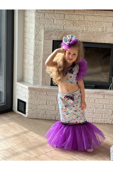 KIZ ÇOCUK DENİZ KIZI MERMAİD KONSEPT TAKIM - Resim 4