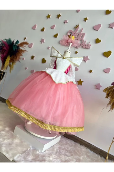 KIZ ÇOCUK UYUYAN GÜZEL AURORA KOSTÜM ELBİSE - 4