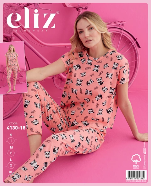 ELİZ 4130-18 DESENLİ BAYAN PAMUKLU PIJAMA TAKIM
