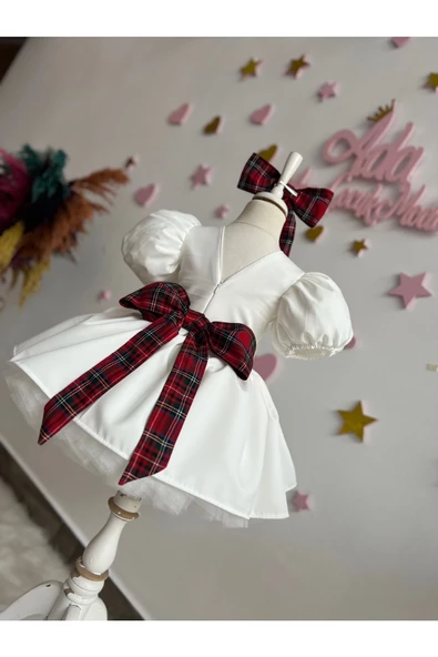 kız çocuk yeni yıl elbisesi, yılbaşı elbisesi, kabarık beyaz elbise - 6