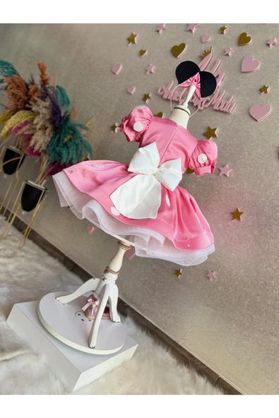 Pembe Minnie Mouse elbisesi Minnie Mouse'un doğum günü elbisesi. minnie fare kostümü - 7