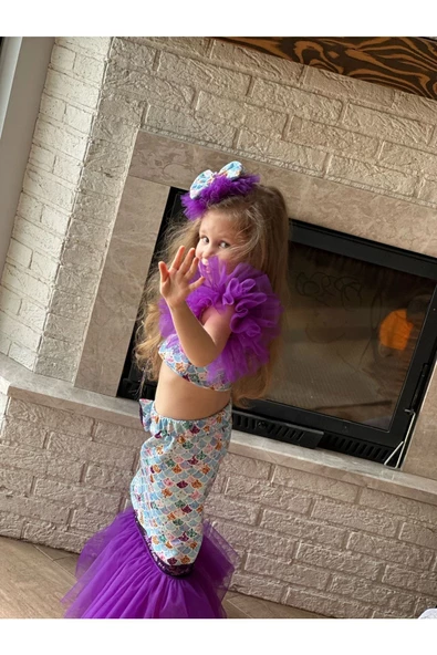 KIZ ÇOCUK DENİZ KIZI MERMAİD KONSEPT TAKIM - Resim 2