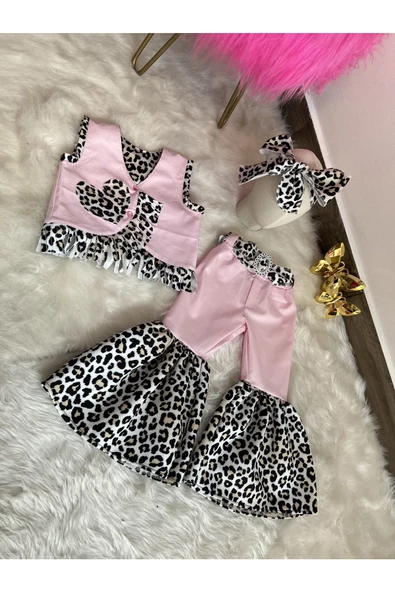 Kız Çocuk İspanyol Pantolon, pantolon yelek takım, ispanyol pantolon, kovboy takım - 3