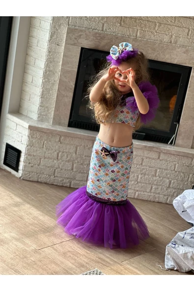 KIZ ÇOCUK DENİZ KIZI MERMAİD KONSEPT TAKIM - Resim 5