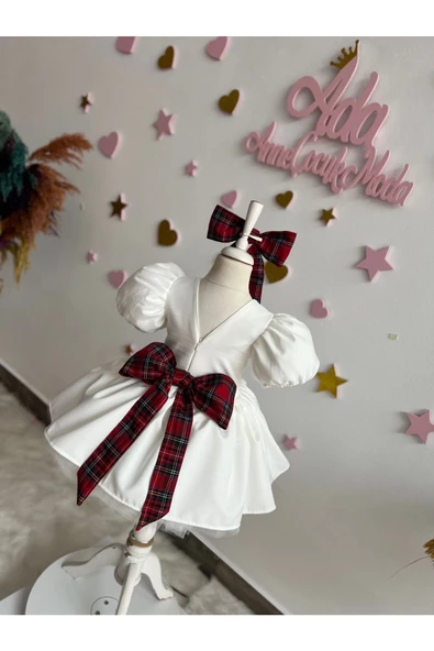 kız çocuk yeni yıl elbisesi, yılbaşı elbisesi, kabarık beyaz elbise - 3