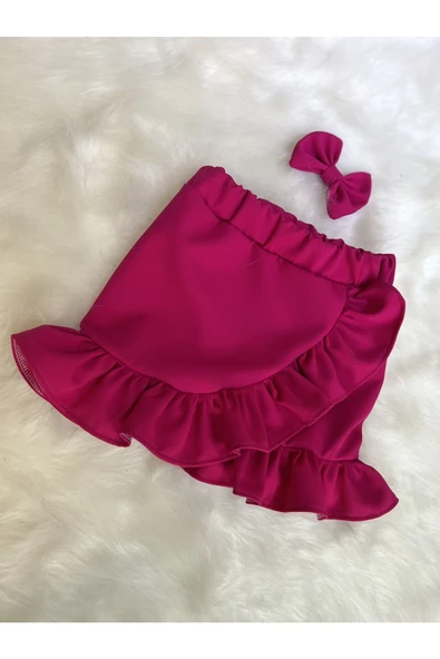 KIZ ÇOCUK FUŞYA FIRFIRLI ETEK - 3