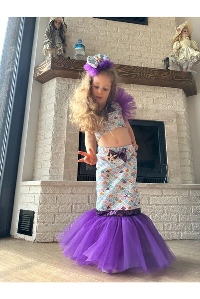 KIZ ÇOCUK DENİZ KIZI MERMAİD KONSEPT TAKIM - Resim 7