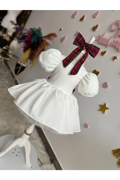 kız çocuk yeni yıl elbisesi, yılbaşı elbisesi, kabarık beyaz elbise - 4