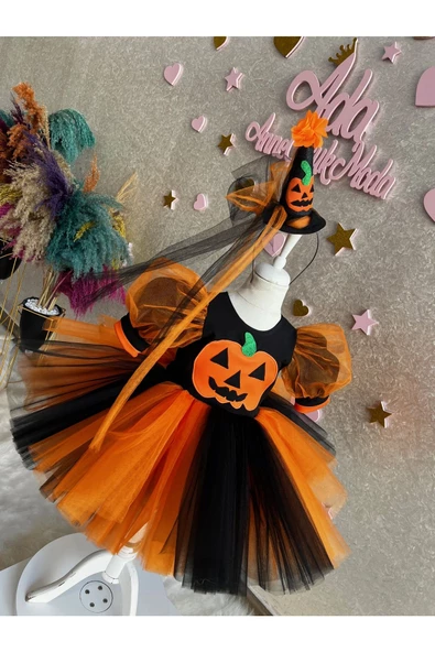 siyah turuncu Cadılar Bayramı Elbisesi Halloween kostüm Cadılar Bayramı partisi elbisesi - 8