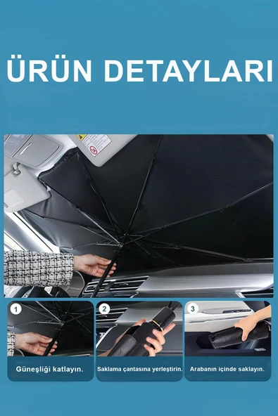 Teknotik Araba Ön Cam Güneşlik Katlanabilir Güneşlik Şemsiye Ön Cam Gölgelik Volkswagen Crafter ile uyumlu - 4