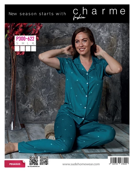 CHARME P-300-622 BAYAN PEGASUS GENÇ GÖMLEK KISA KOL PİJAMA TAKIMI