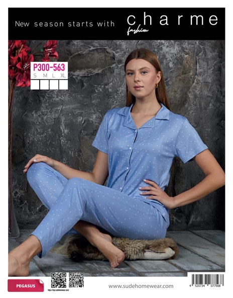 CHARME P-300-563 BAYAN PEGASUS GENÇ GÖMLEK KISA KOL PİJAMA TAKIMI