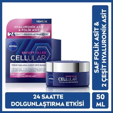 NİVEA YÜZ BAKIM KREMİ & CELLULAR FİLLER 50 ML YAŞLANMA KARŞITI GECE KREMİ