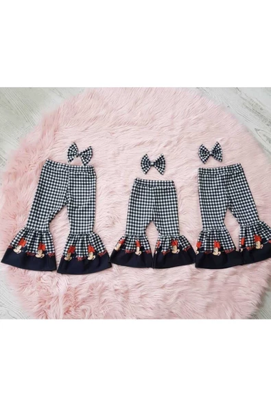 Kız Çocuk Siyah Micky Mause Detaylı Ispanyol Pantalon - 2