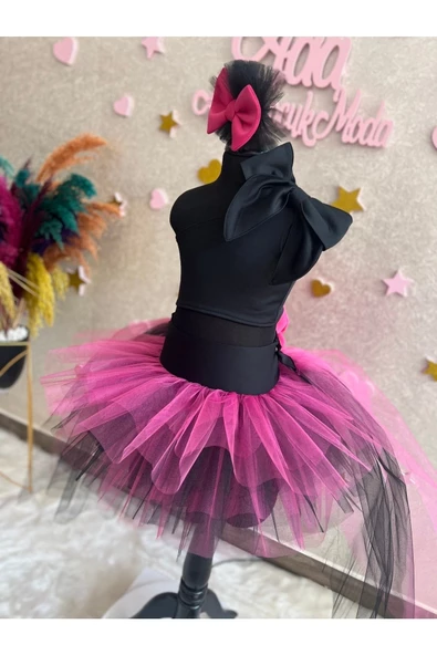 Kız Çocuk Black Pink Tüllü Kuyruklu Kabarık Etek - 8