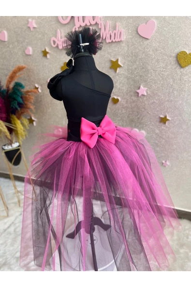 Kız Çocuk Black Pink Tüllü Kuyruklu Kabarık Etek - 5