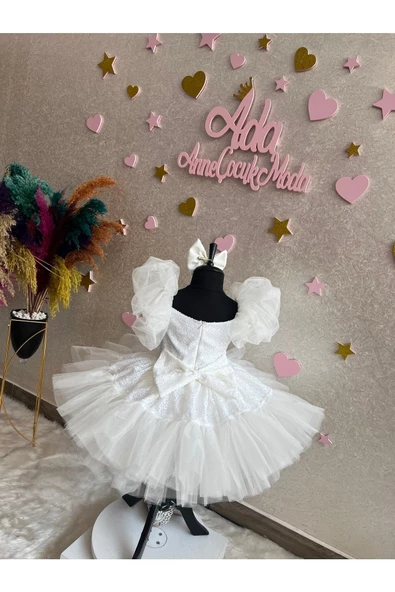 Kız Çocuk Payet Detaylı Tüllü Kabarık Abiye Elbise - 5