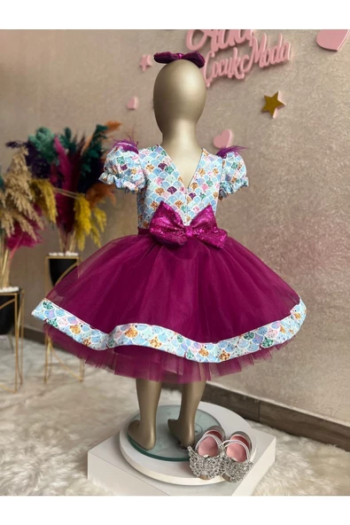 Kız Çocuk Tüllü Kabarık Deniz Kızı Elbisesi - 8