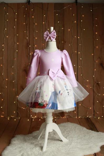 Kız Çocuk Elsa Karlar Kraliçesi Elbise Pembe - 2