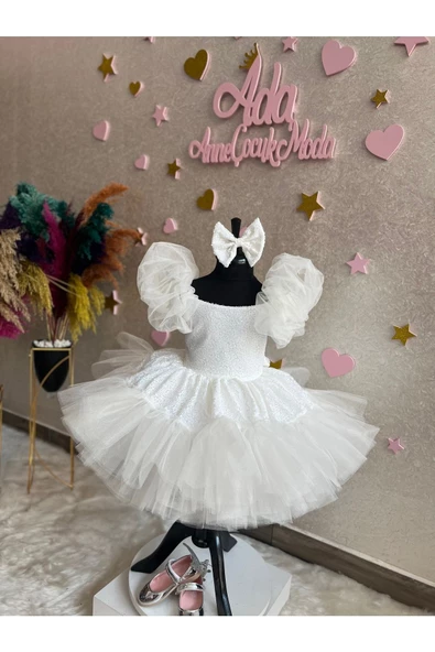 Kız Çocuk Payet Detaylı Tüllü Kabarık Abiye Elbise - 2