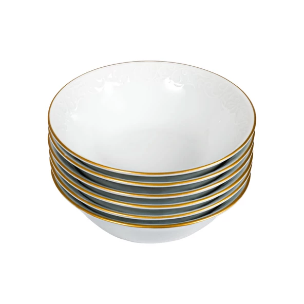 GÜRAL PORSELEN Bahar Dalı 6 Adet 14 cm Çorba Kasesi Mat Gold