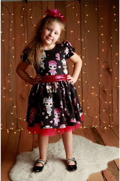 Kız Çocuk Siyah Lol Elbise - 2