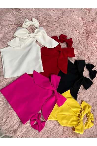 Tek Omuz Fiyonk Detaylı Yazlık 5 Li Bluz Set Ve Tokaları - 2