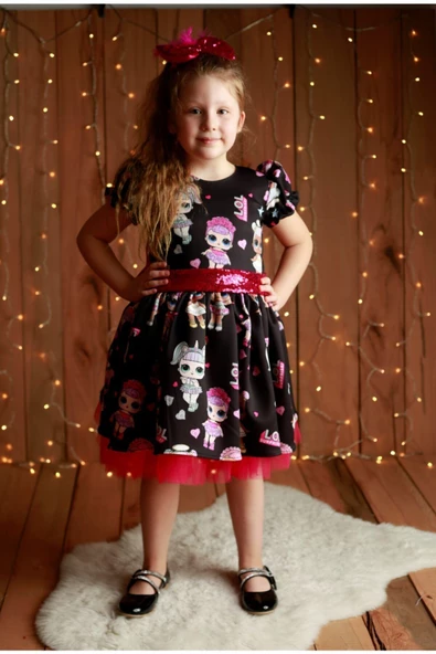 Kız Çocuk Siyah Lol Elbise - 3