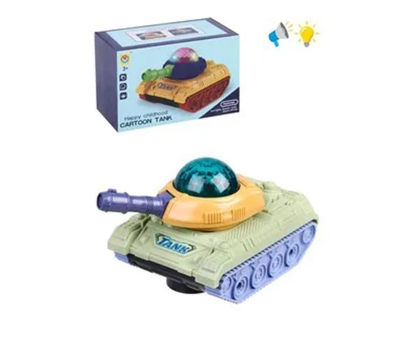 3D Işıklı Sesli Çarp Dön Sensörlü Tank - 3