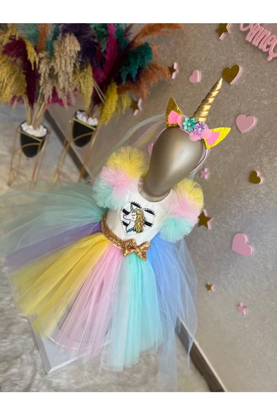 My Little Pony Unicorn Kabarık Tüllü Kuyruklu Özel Tasarım Elbise - 8