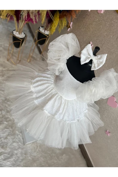 Kız Çocuk Payet Detaylı Tüllü Kabarık Abiye Elbise - 6