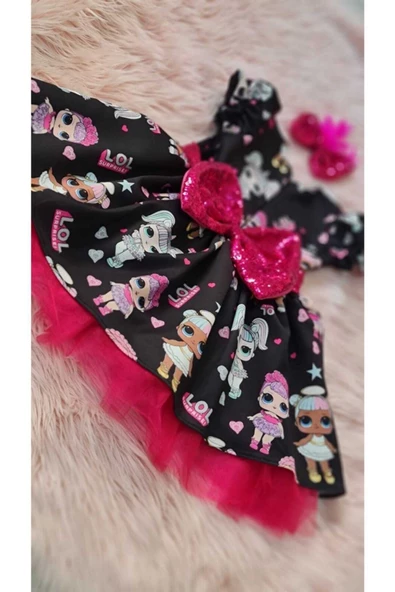 Kız Çocuk Siyah Lol Elbise - 4
