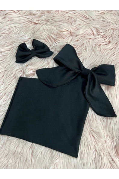 Tek Omuz Fiyonk Detaylı Yazlık 5 Li Bluz Set Ve Tokaları - 3