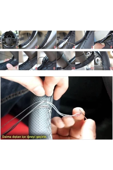 Teknotik Chevrolet Alia Direksiyon Kılıfı / Gri (28) - Resim 3