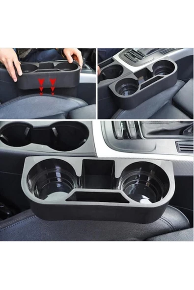 Teknotik Siyah Araç Içi Koltuk Arası Ve Başlık Bardak Tutucu Bardaklık Çift Adet.! - Resim 2