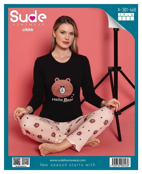 SUDE K-301-468 BAYAN LİKRALI GENÇ.UZUN KOL PİJAMA TAKIMI