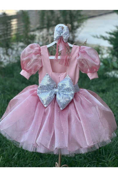 Kız Çocuk Pudra Pembe Kabarık Tüllü Abiye Elbise - 4