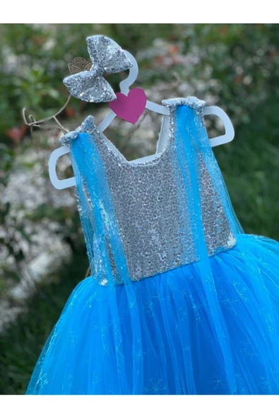 Kız Çocuk Karlar Kraliçesi Elsa Elbise Kostüm - 2