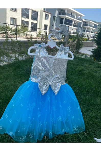 Kız Çocuk Karlar Kraliçesi Elsa Elbise Kostüm - 3