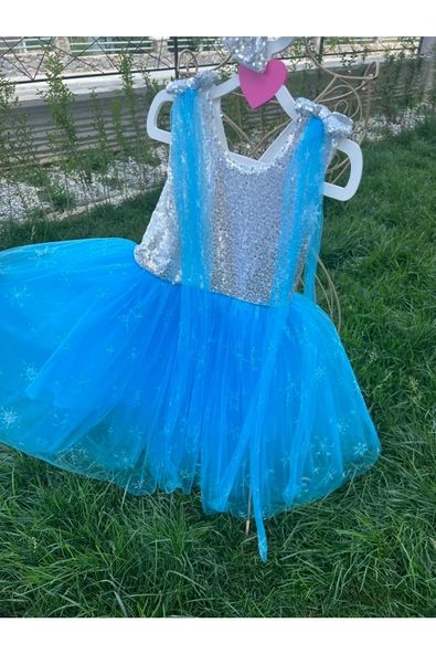 Kız Çocuk Karlar Kraliçesi Elsa Elbise Kostüm - 7