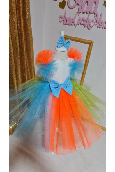 Kız Çocuk Baby Shark Tüllü Tasarım Elbise - 2