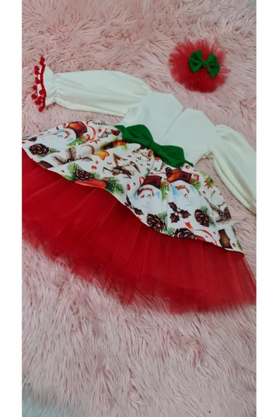 Kız Çocuk Yeni Yıl Konsept Kabarık Elbise - Resim 8