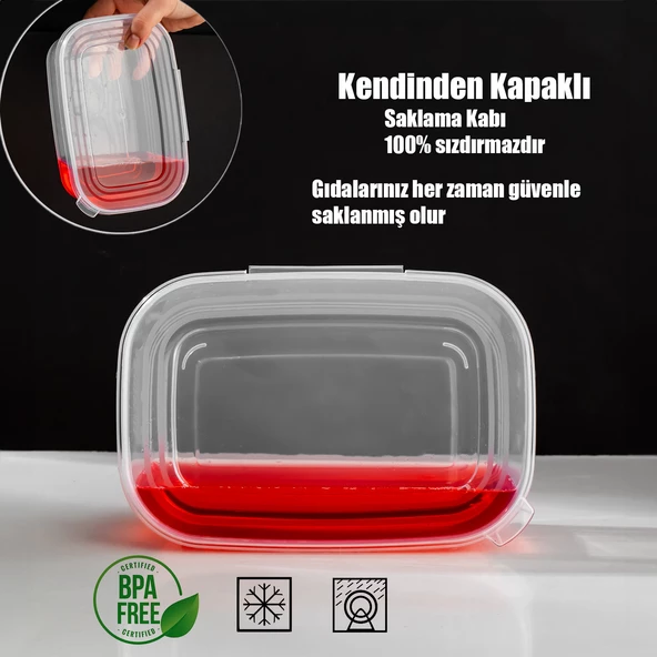 Porsima 1072 30'lu Buzluk Düzenleyici Saklama Kabı Kendinden Kapaklı Derin Dondurucu Saklama Kabı 1Lt Şeffaf - 2
