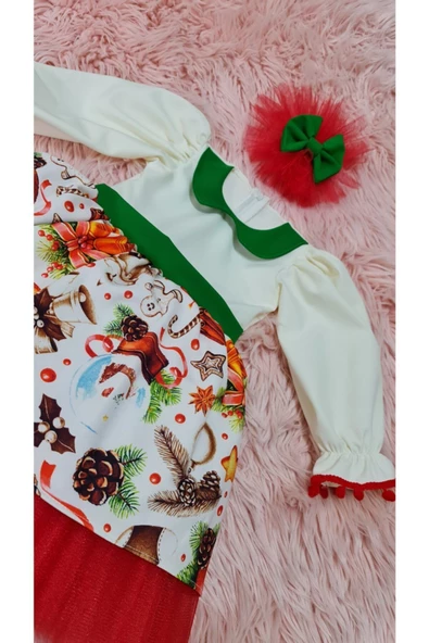 Kız Çocuk Yeni Yıl Konsept Kabarık Elbise - Resim 9