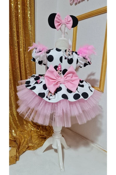 Kız Çocuk Miki Mickey Mouse Pembe Tüllü Kabarık Elbise - 2