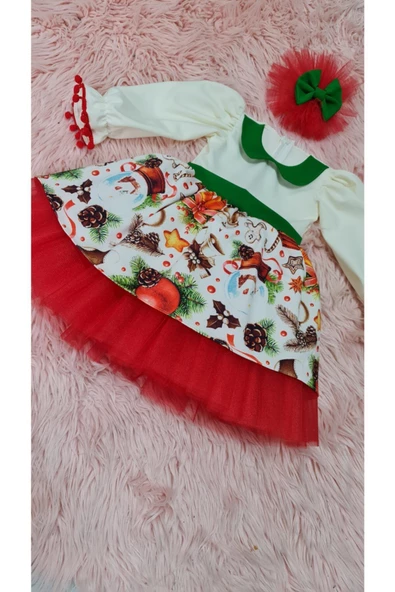 Kız Çocuk Yeni Yıl Konsept Kabarık Elbise - Resim 7